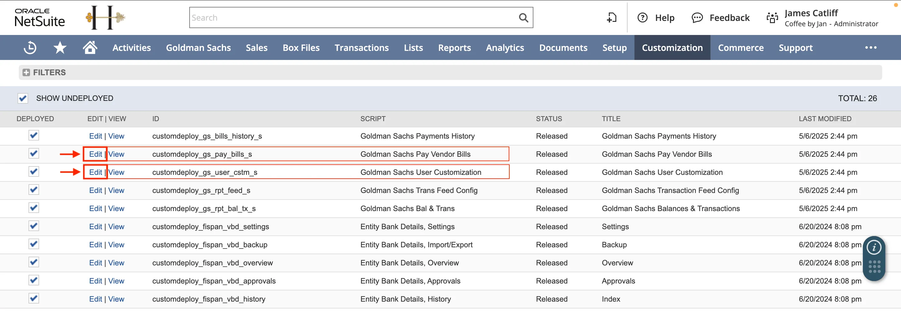 Pay Vendor Bills and User Customization Suitelets