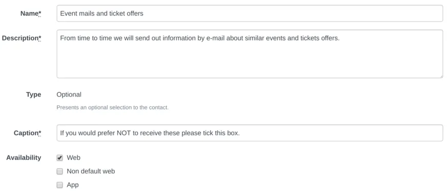 Optional opt-in settings