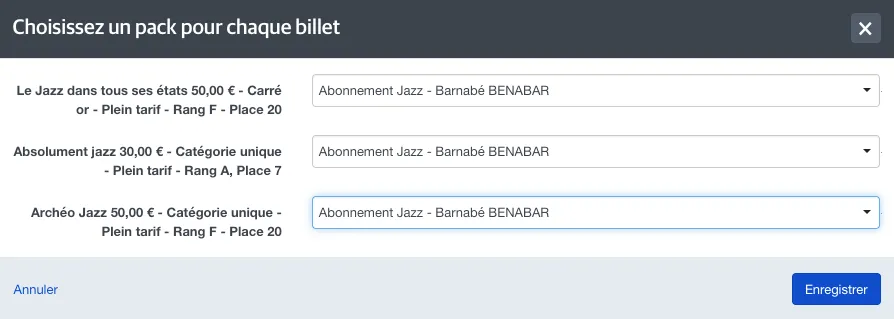 Assigner chaque ticket au bon pack Assigner chaque ticket au bon pack