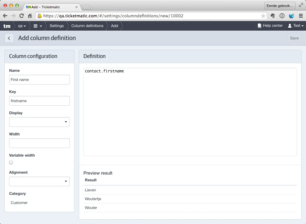 Field definition Field definition