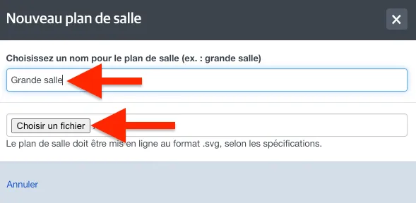 Sélectionnez le fichier SVG du plan de salle