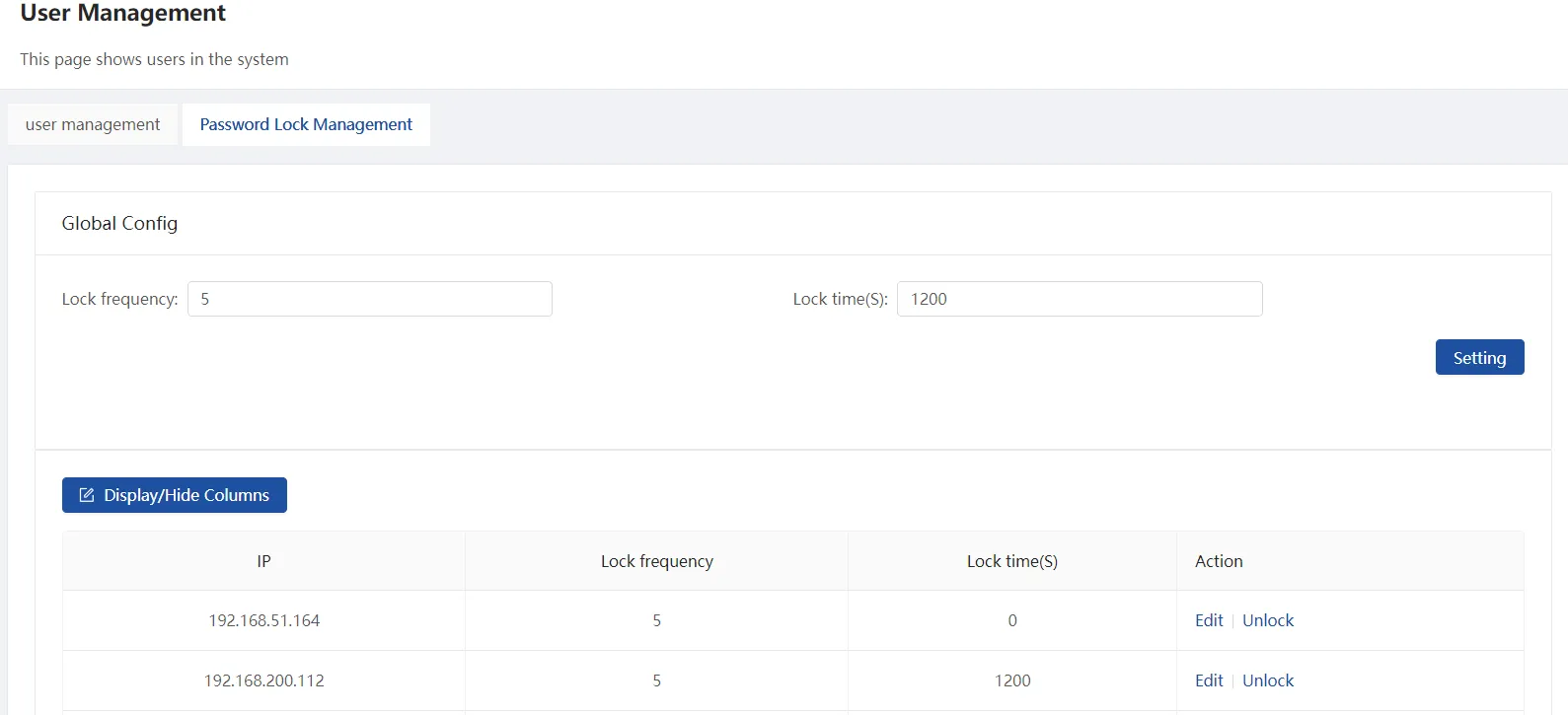 Password lock management Password lock management