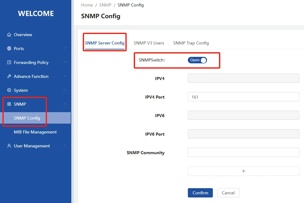 SNMP Service Switch SNMP Service Switch