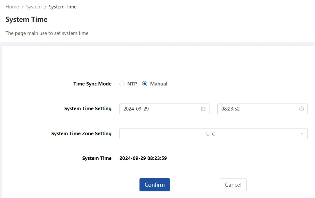 Manually configuring time Manually configuring time