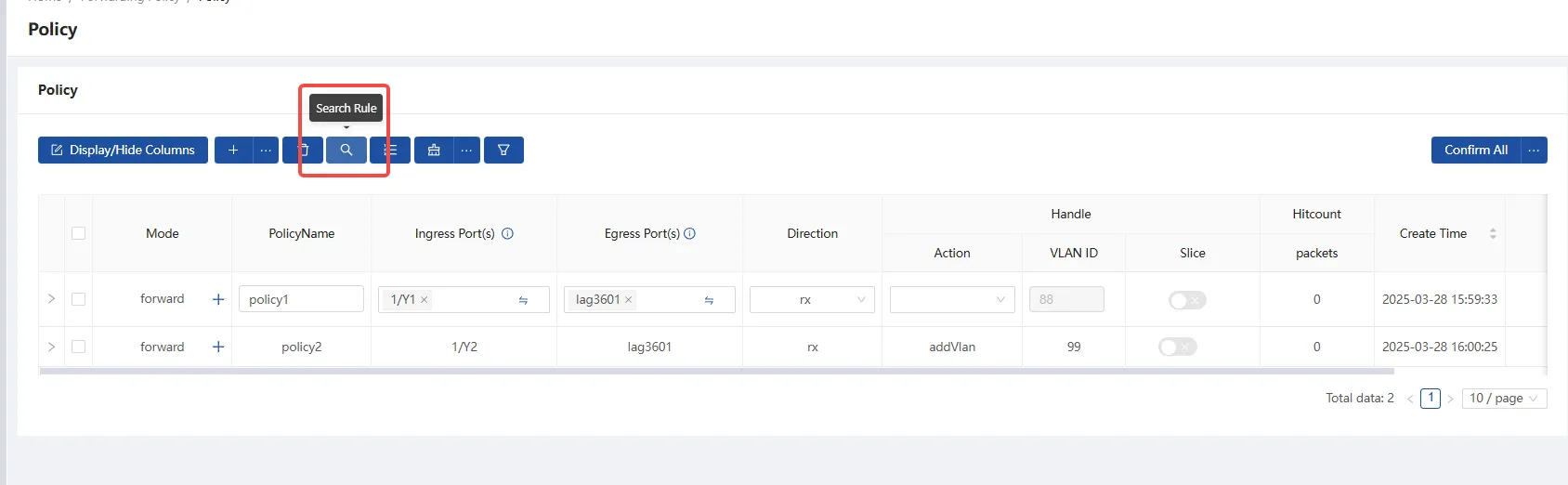 Search rule button Search rule button