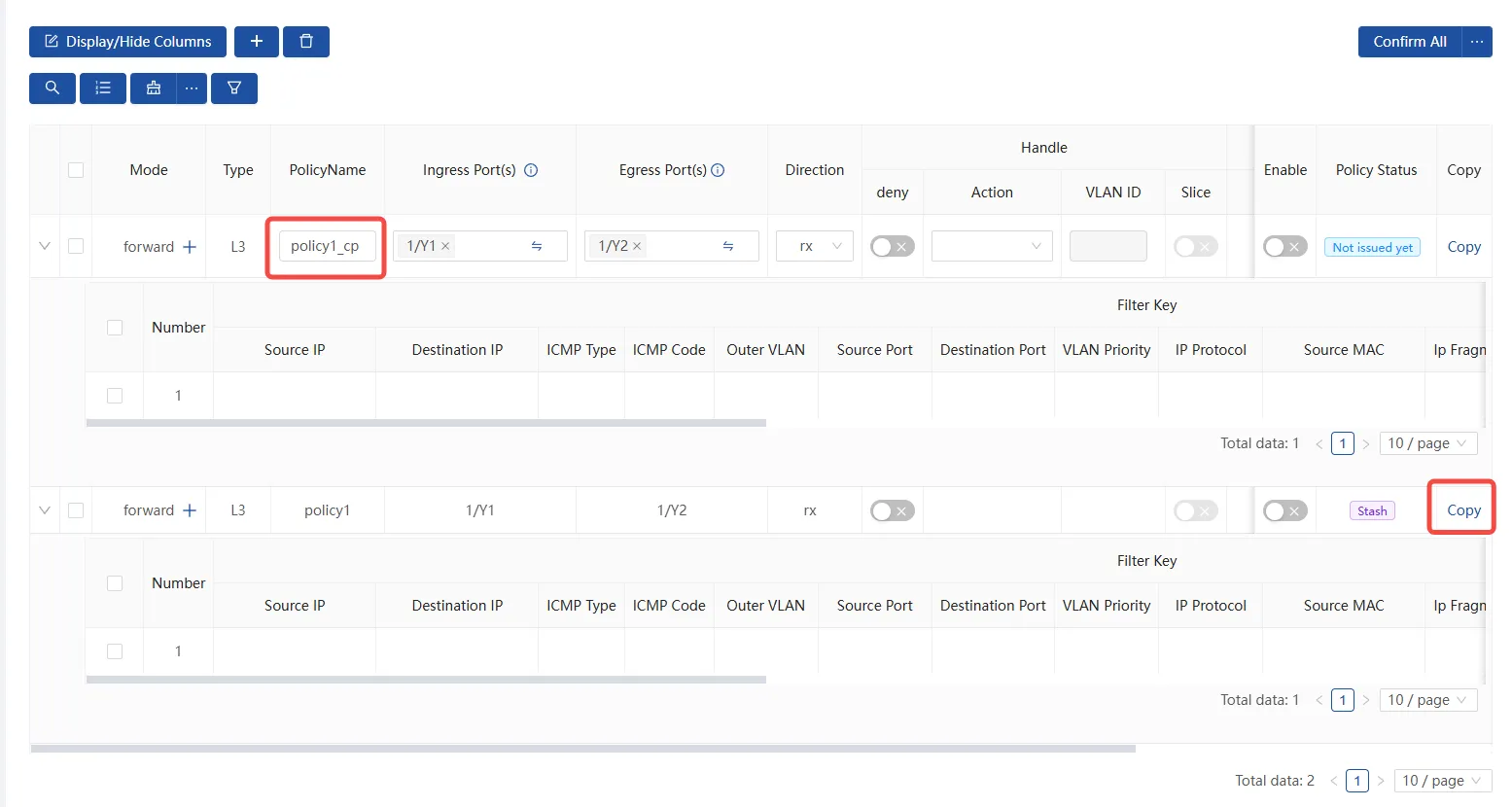 Copy policy Copy policy