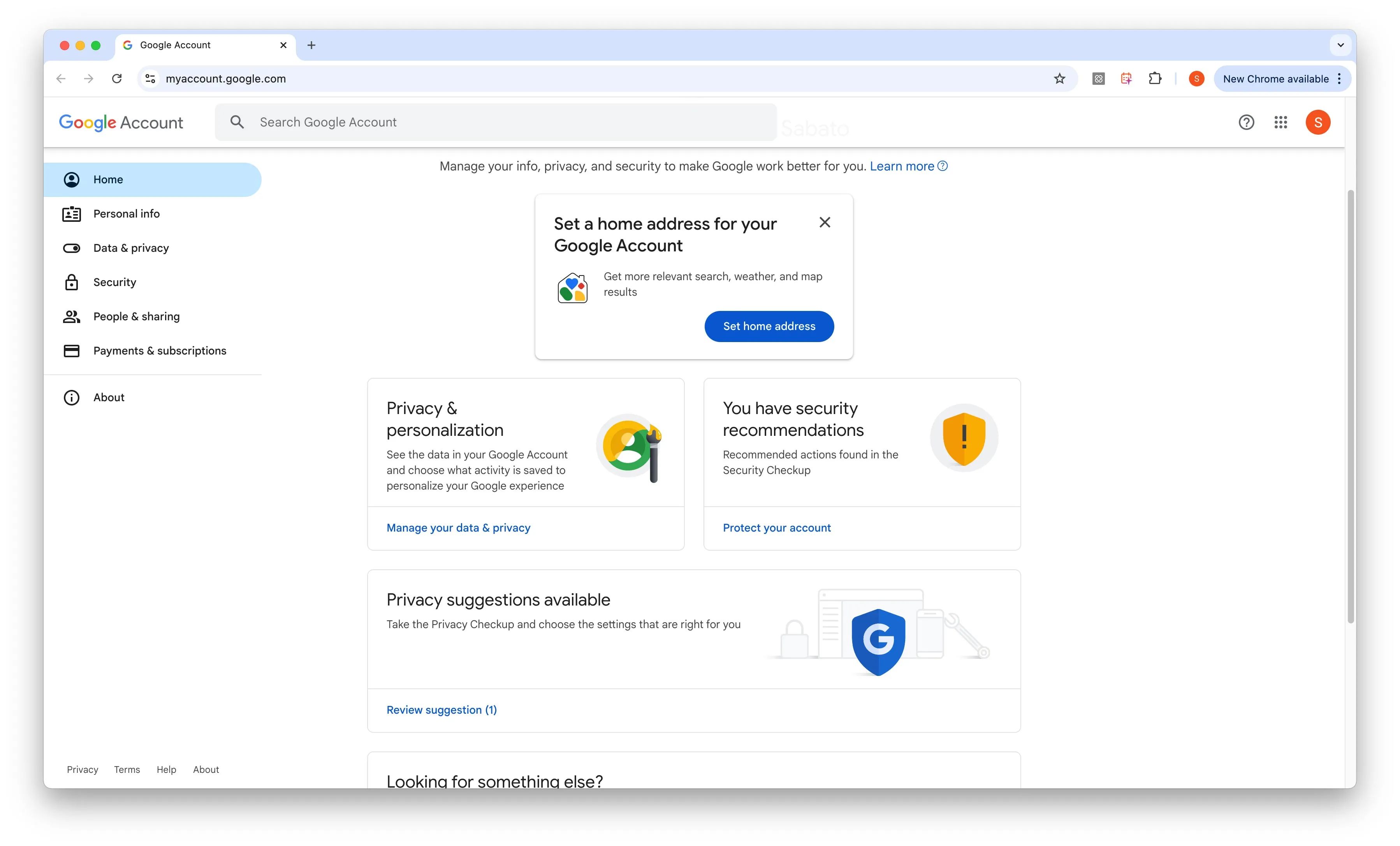 Google Account homepage. Google Account homepage.