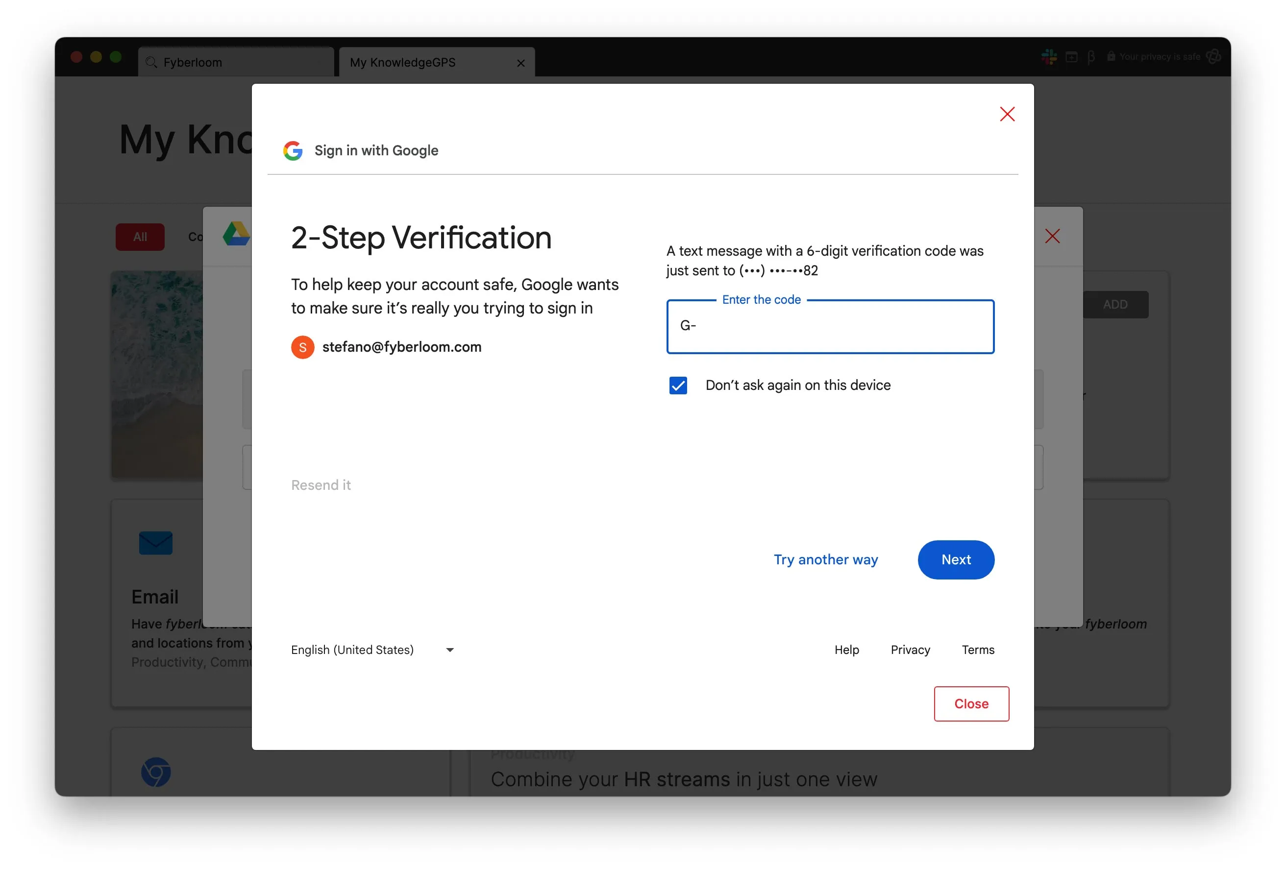 2-Step Verification is required to move forward. 2-Step Verification is required to move forward.