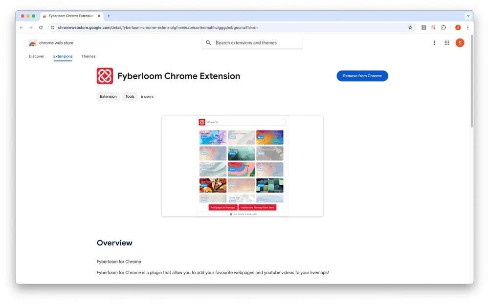 Fyberloom Chrome extension overview page where you can download the plugin. Fyberloom Chrome extension overview page where you can download the plugin.