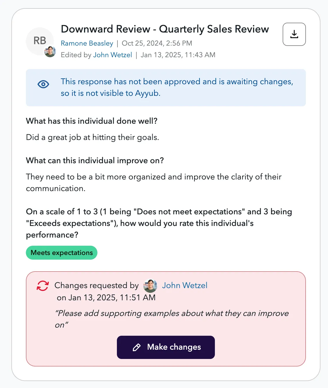Making the requesting Changes