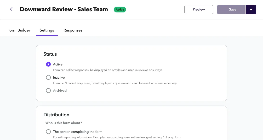 Forms settings
