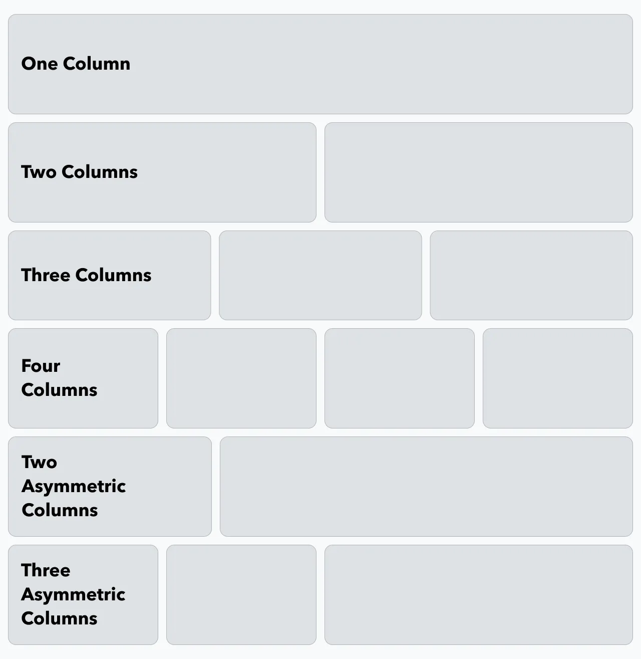 Row layouts on profile tabs Row layouts on profile tabs