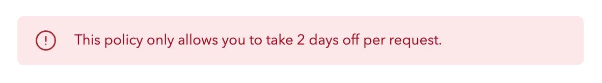 Over the limit message Over the limit message